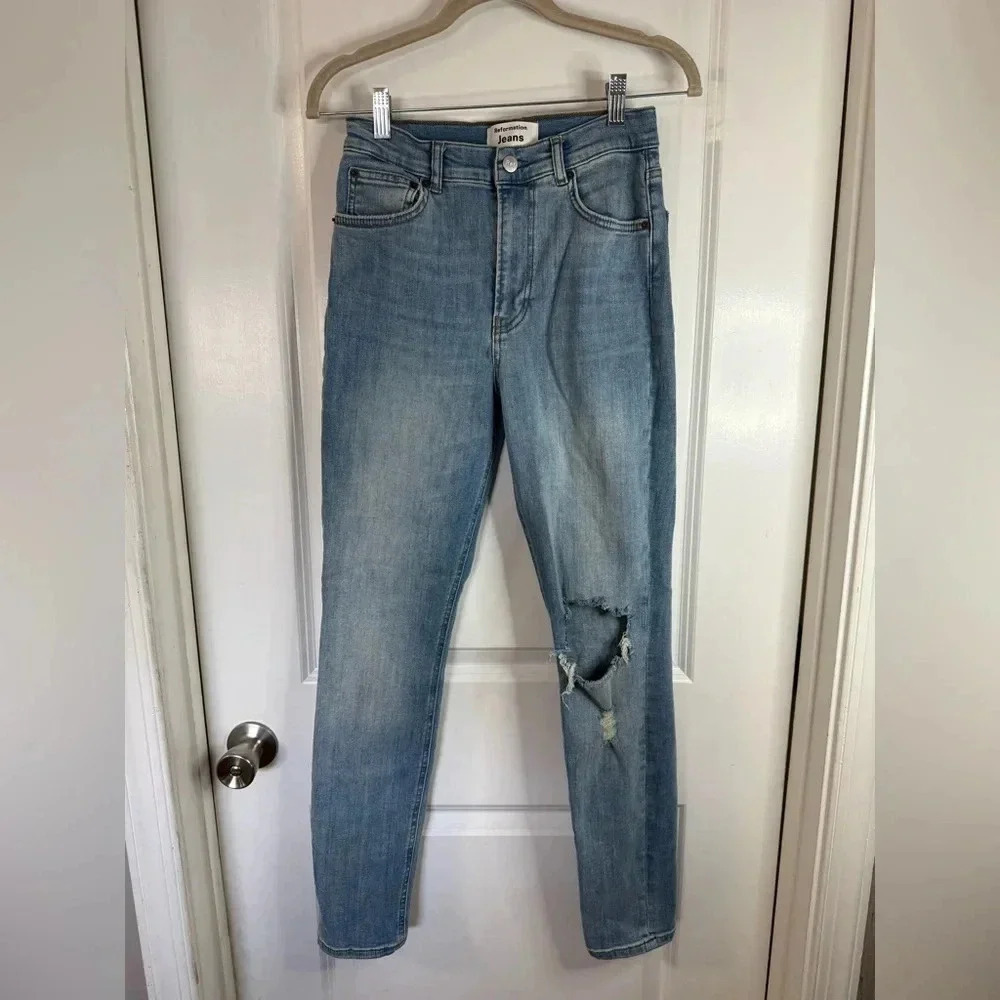 Reformation Women’s Cyprus Destroyed Harper High Rise Skinny Jeans - Size 26 - Picture 1 of 5